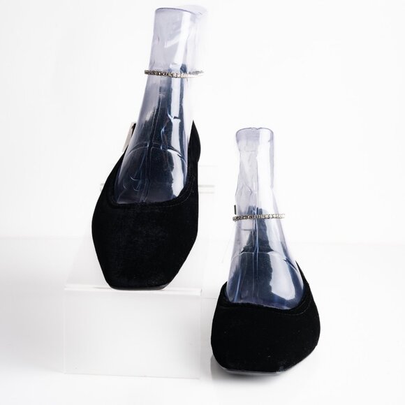 Massimo Dutti Womens Ballet flats Velvet Rhinestone Strap Black US 6.5 EU 37 New - Picture 4 of 8